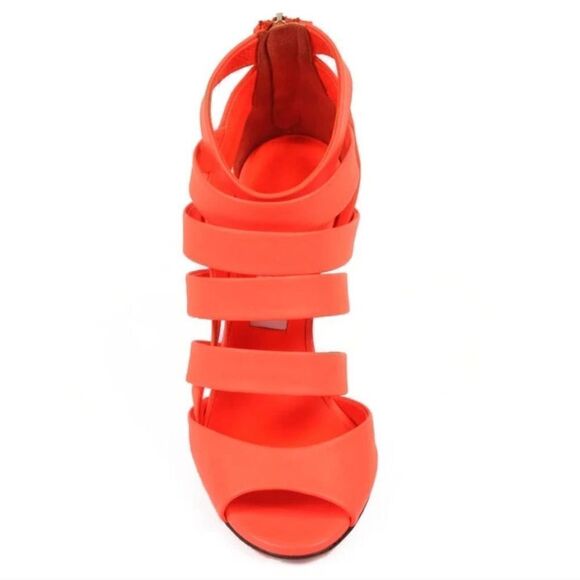 Jimmy Choo Neon Flame Nappa Caged Leather Sandals Heels Size 36.5 US 6.5 - Picture 7 of 16
